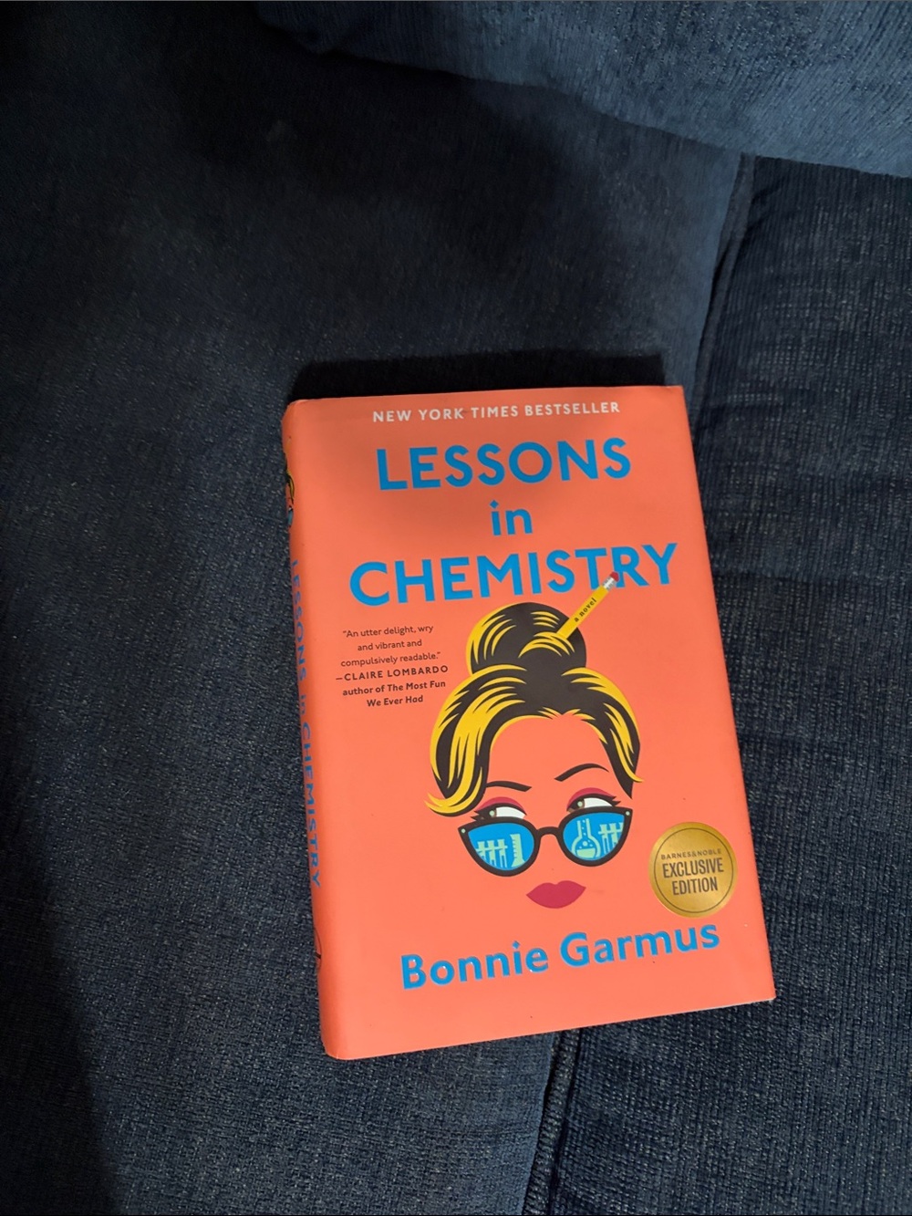 Lessons in Chemistry by Bonnie Garmus - Orange & Blue Hardcover